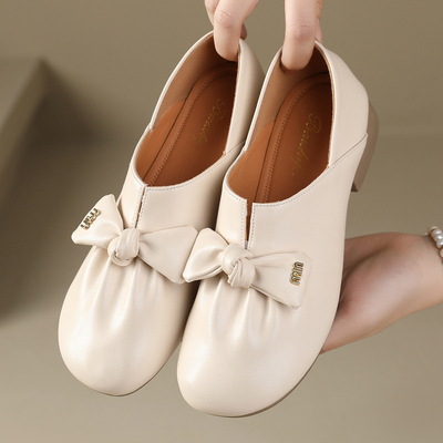 全羊皮平底单鞋软底舒适深口女鞋