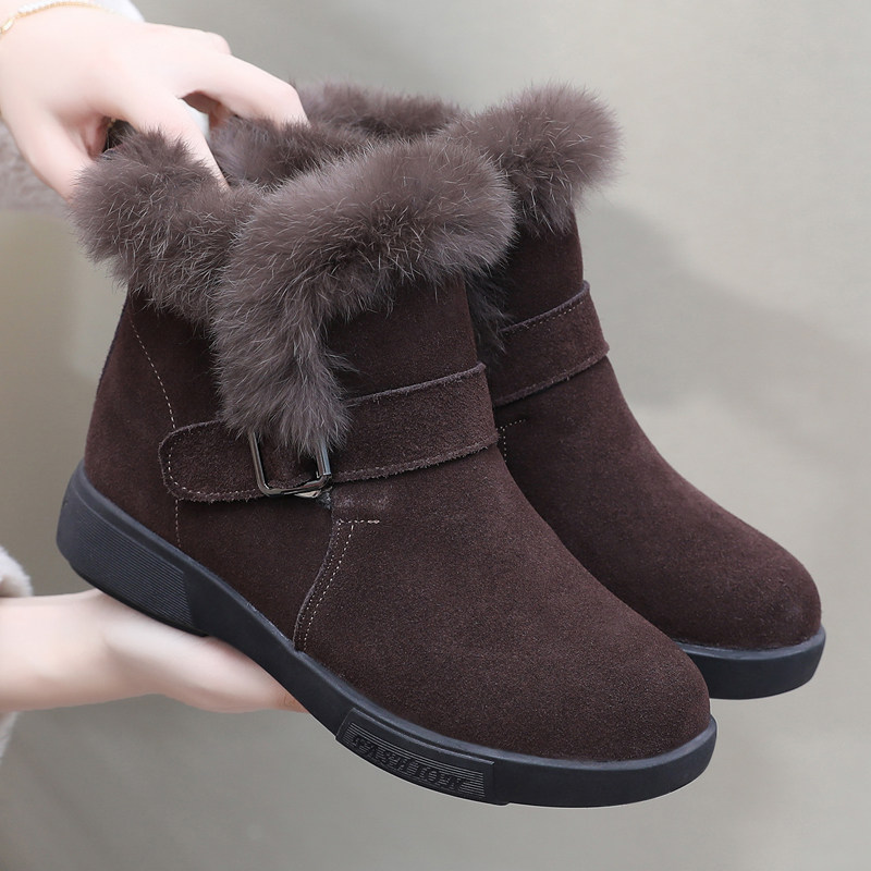 真皮平底雪地靴冬季保暖舒适妈妈鞋大码加绒勃肯女鞋软底加绒棉鞋,女鞋,时尚雪地靴,淘宝优惠券,粉丝福利购,淘宝优惠卷