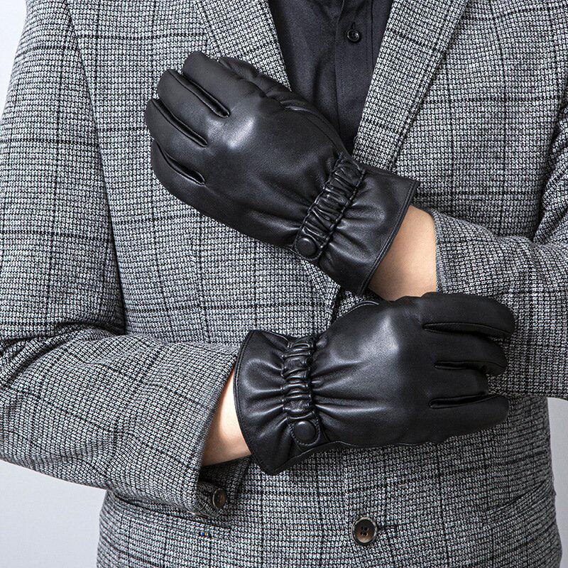 真皮手套男绵羊皮开车骑行摩托车大码手套欧美流行男士皮手套