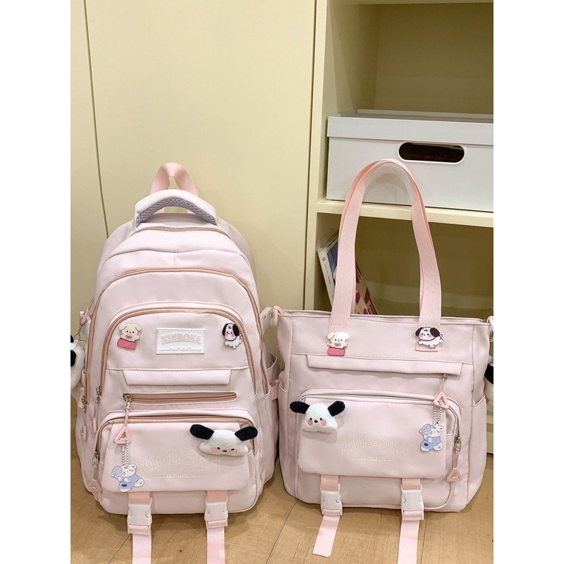 进口儿童书包女生小学生女孩初中生两件套背包高中大学生大容量双