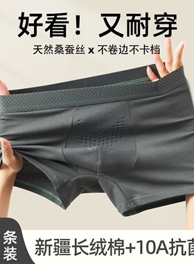 虫草养护男士内裤纯棉a类棉10A抗菌平角裤男式裤头舒适透