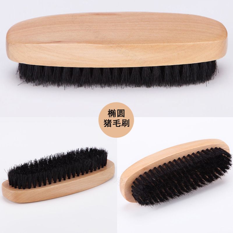 进口猪鬃皮鞋猪毛鞋油鞋刷抛光家用刷子多功能清洁鬃毛实木擦皮鞋
