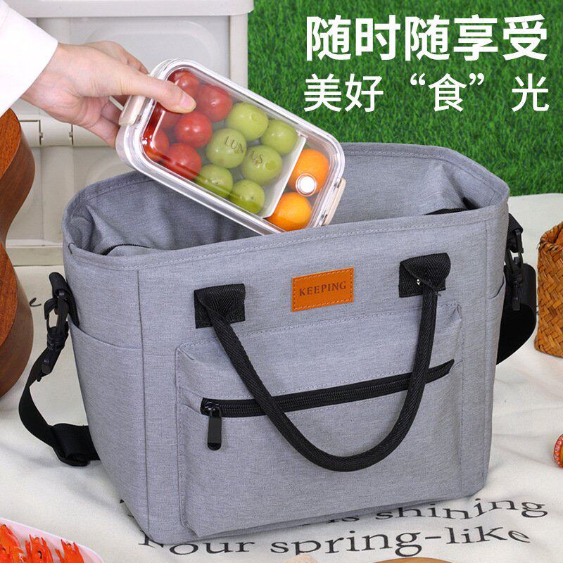 进口新款大容量加厚铝箔保温包简约户外野餐包上班带饭的饭盒袋子