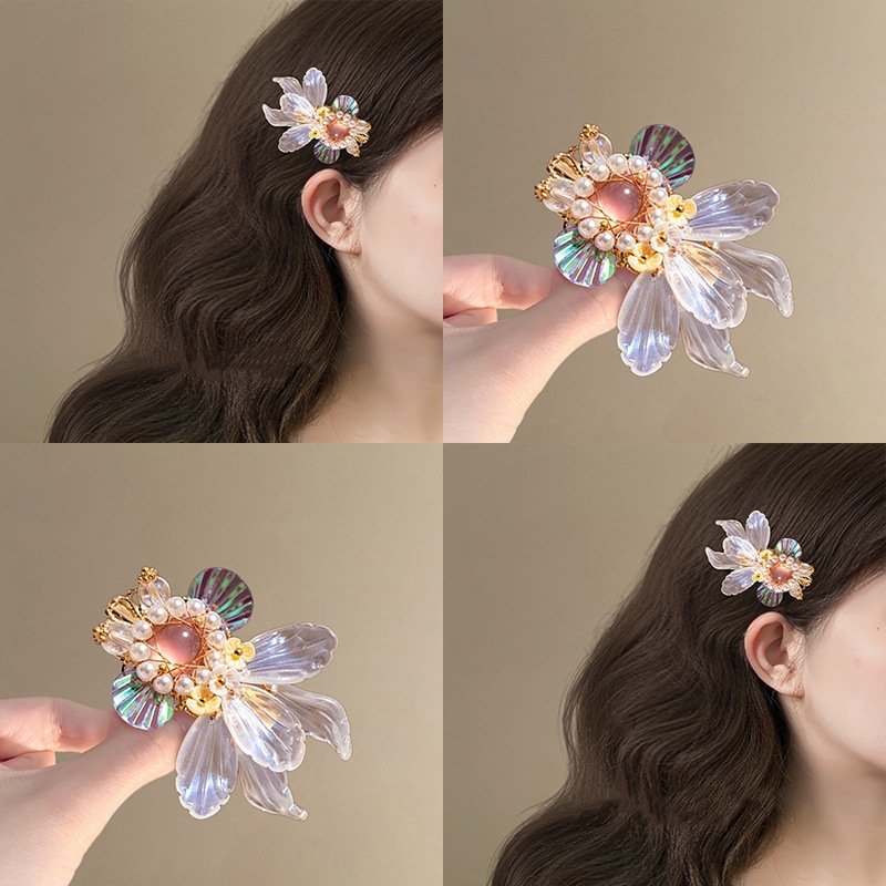 进口金鱼姬~幻彩鲤鱼发夹超仙侧边刘海夹古风少女发卡旅行夹