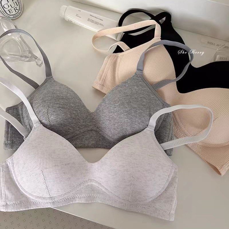 进口学生高中生少女文胸内衣女小胸聚拢无钢圈薄款无痕棉质防下垂