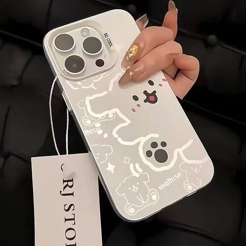开心小狗适用苹果17PROMAX手机壳iPhone15大孔14小众13MINI硬壳12