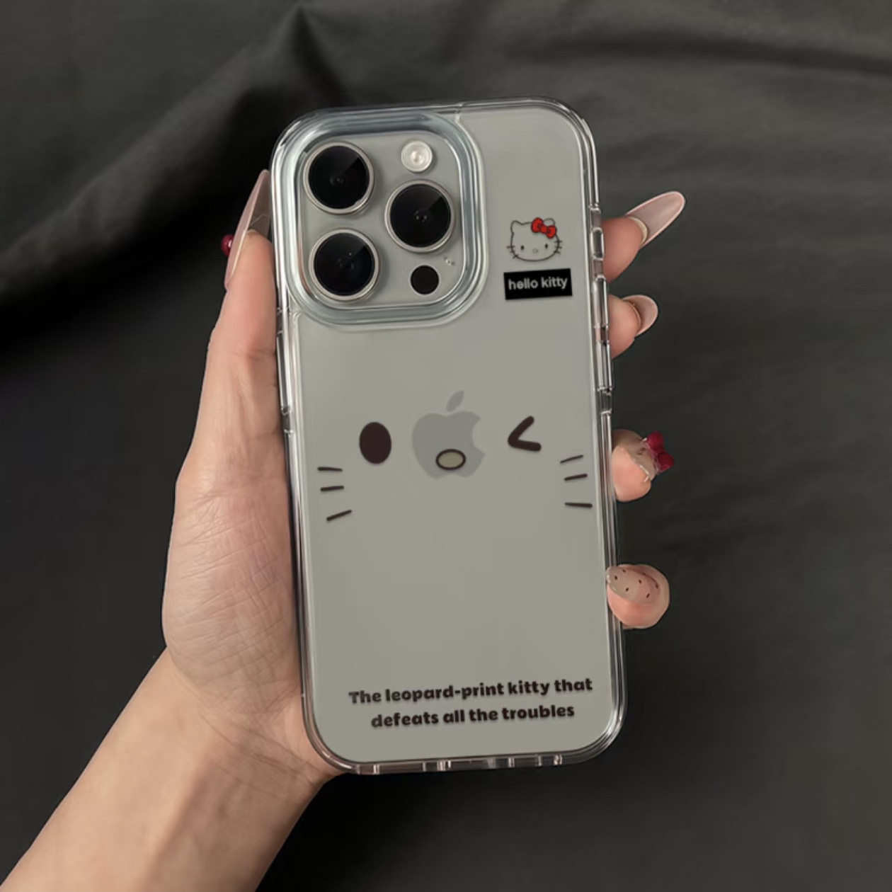 简约kitty猫表情适用iPhone16透明苹果手机壳15promax可爱ins风17