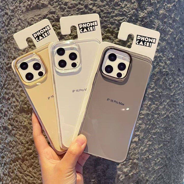 水晶高透PC硬壳苹果17pro max手机壳批发 适用iPhone 11 12 16 15 14 13橙色保护套全包新款男女透明大孔