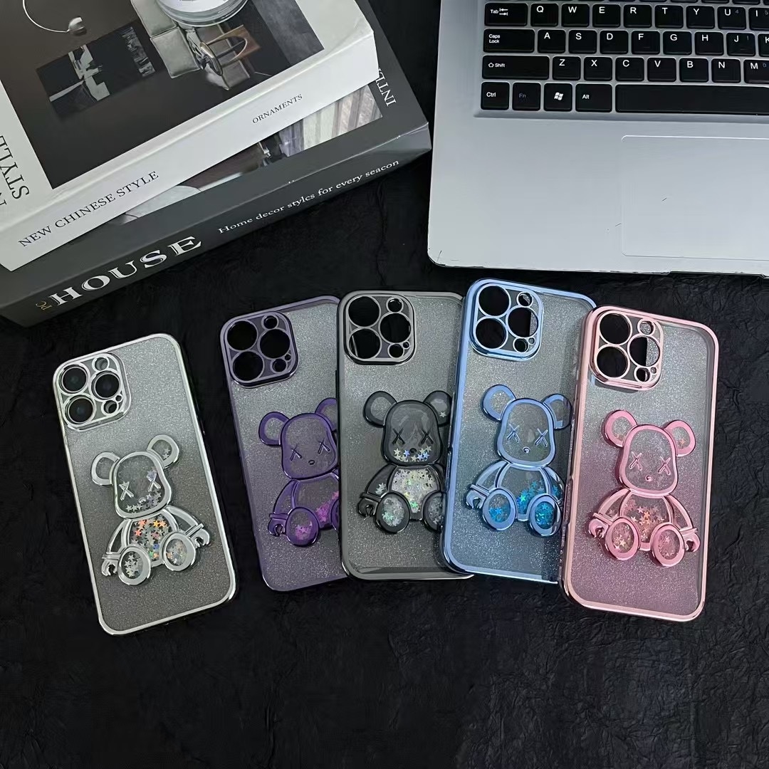 闪粉流沙小熊适用OPPO RENO13 7 11 Findx8 5 6 12 RENO9 3 4 PRO 手机壳批发 电镀男新款女保护套工厂卡通全