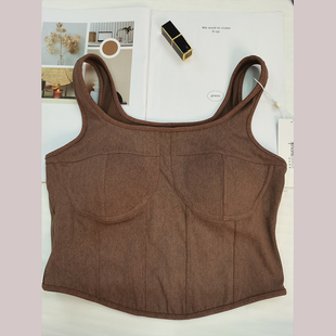 和沐美家牛仔印花打底背心2024新款夏季瑜珈服上衣带胸垫运动吊带