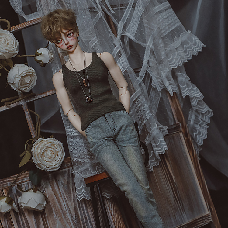 牛仔裤打磨褪色水洗大叔BJD娃衣