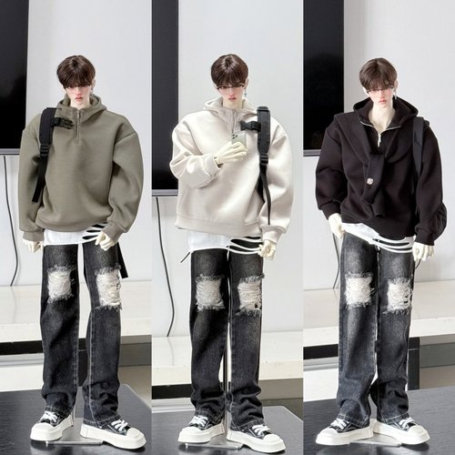 包邮 bjd娃衣 75叔普叔四分半拉链连帽卫衣慵懒风休闲款 三万院长