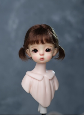 三万院长假毛BJD娃娃假发马海毛6分小啾啾弹力发网亚麻色awen