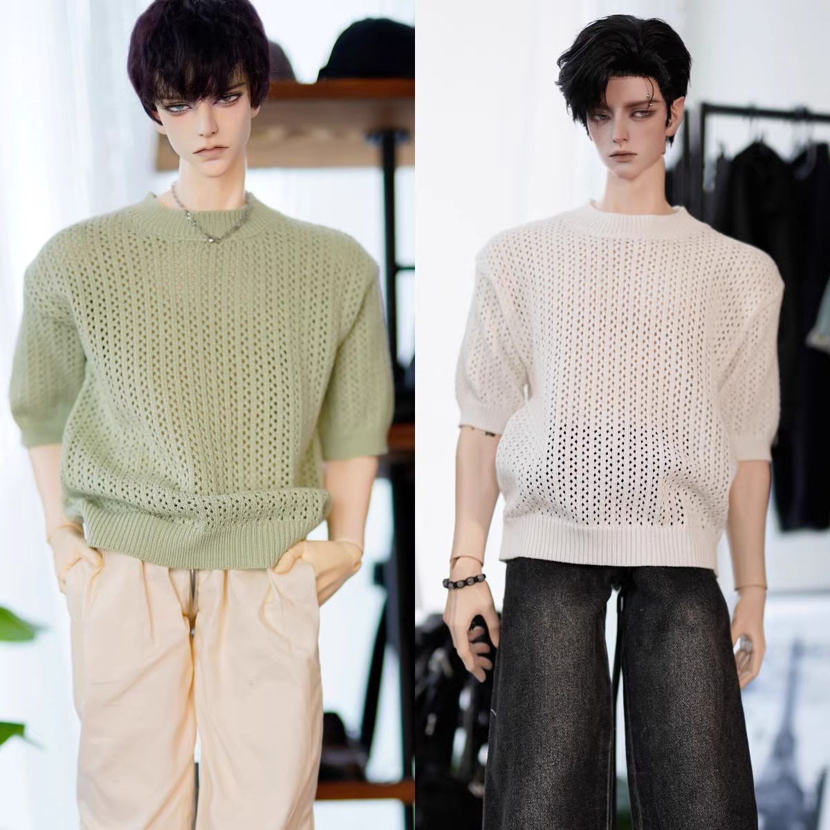 4分叔体bjd娃衣镂空针织短袖