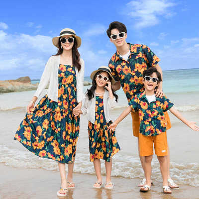 海边度假夏季衬衫母女连衣裙