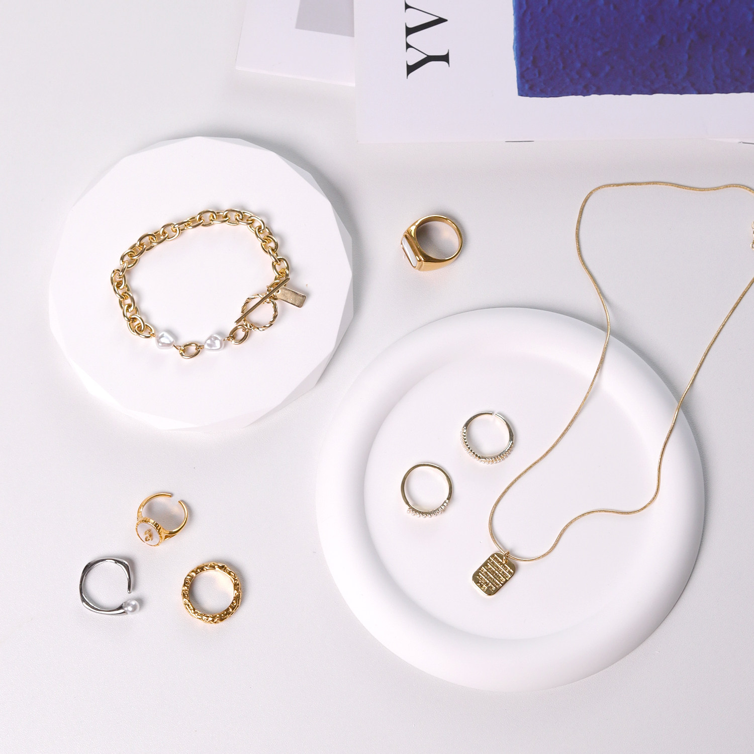 INS 쥬얼리 트레이 흰색 석고 보관함 쥬얼리 쥬얼리 장식품 디스플레이 사진 소품 분위기 장식