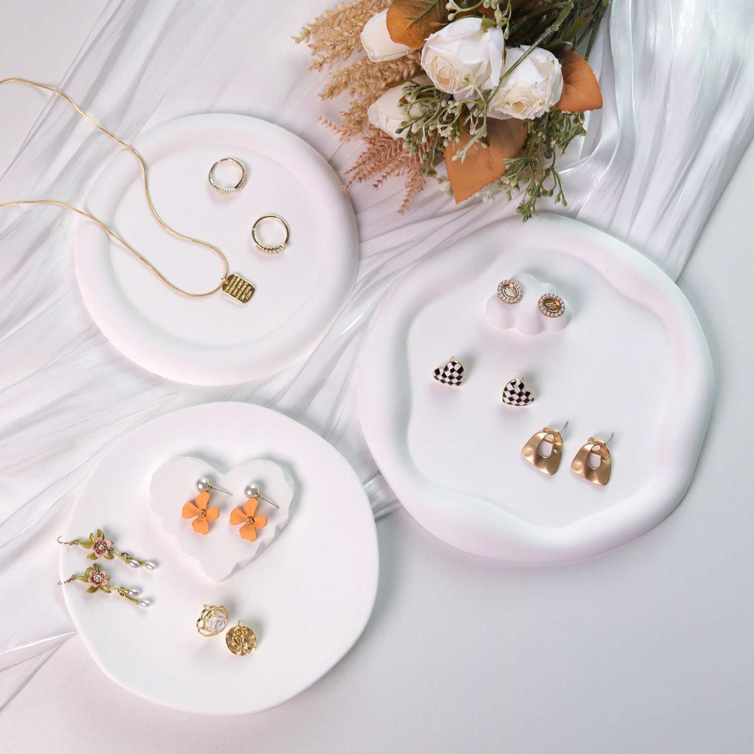 INS 쥬얼리 트레이 흰색 석고 보관함 쥬얼리 쥬얼리 장식품 디스플레이 사진 소품 분위기 장식