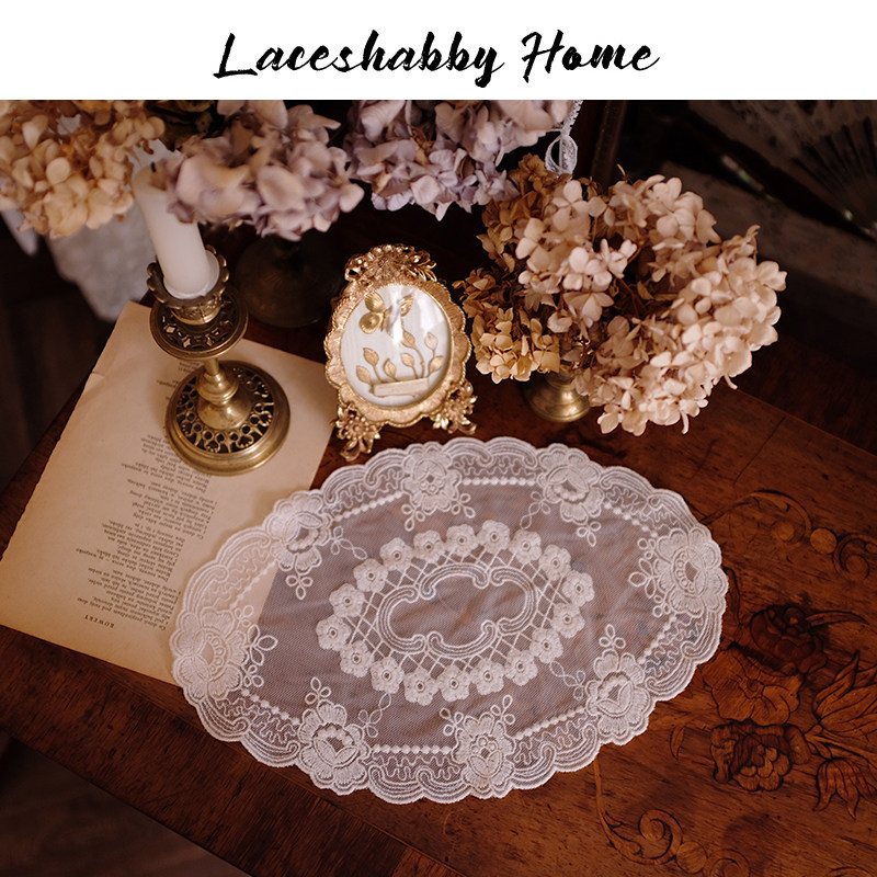 프랑스어 복고풍 타원형 레이스 쿠션 쥬얼리 디스플레이 디스플레이 스톨 장식 커버 수건 식탁보 작은 신선한 쥬얼리 쿠션