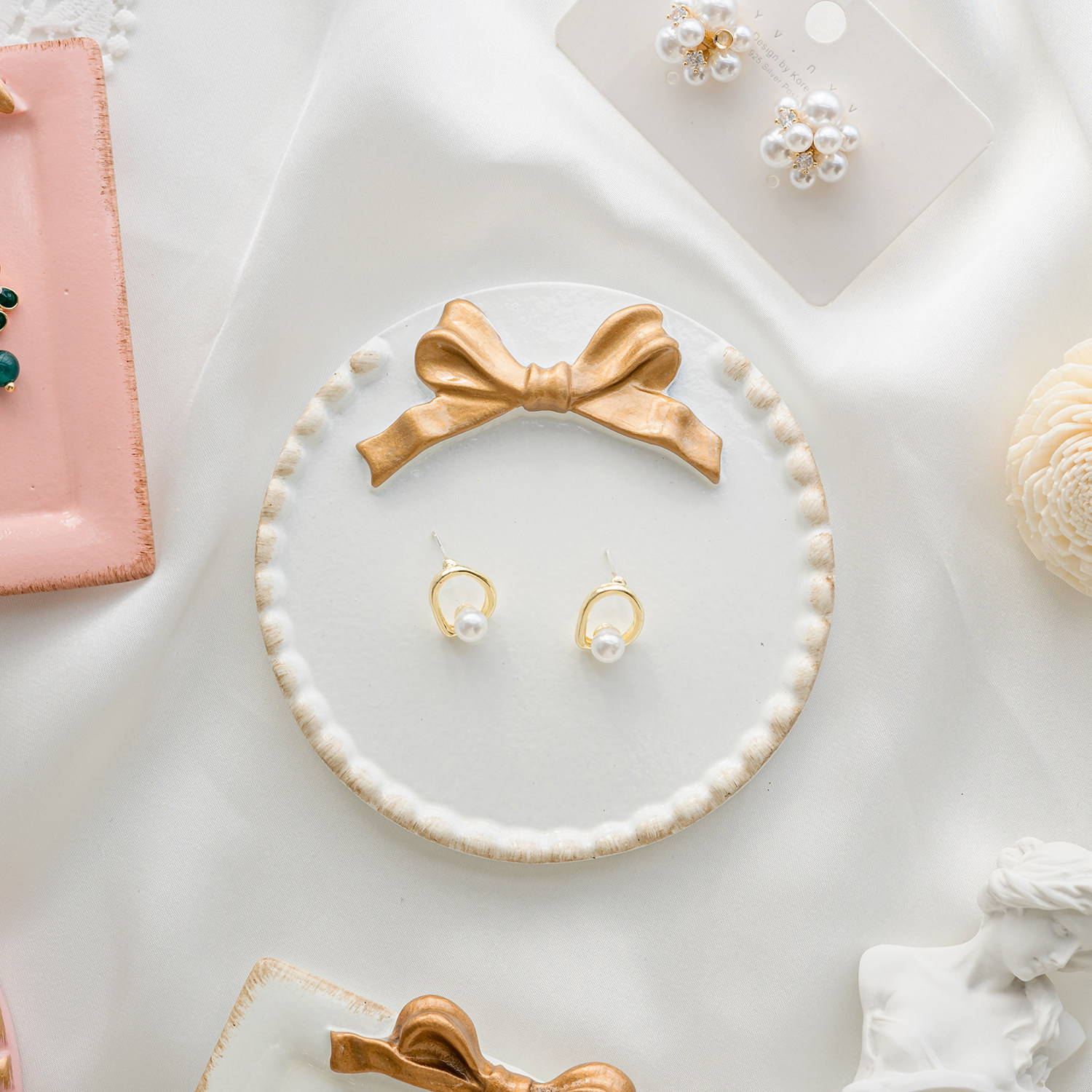 크리 에이 티브 쥬얼리 트레이 귀걸이 스탠드 링 목걸이 쥬얼리 라운드 디스플레이 디스플레이 스탠드 장식품 쥬얼리 사진 소품