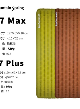 山之泉R7 Max Plus充气垫单人6.5高R户外徒步露营充气睡垫防潮垫
