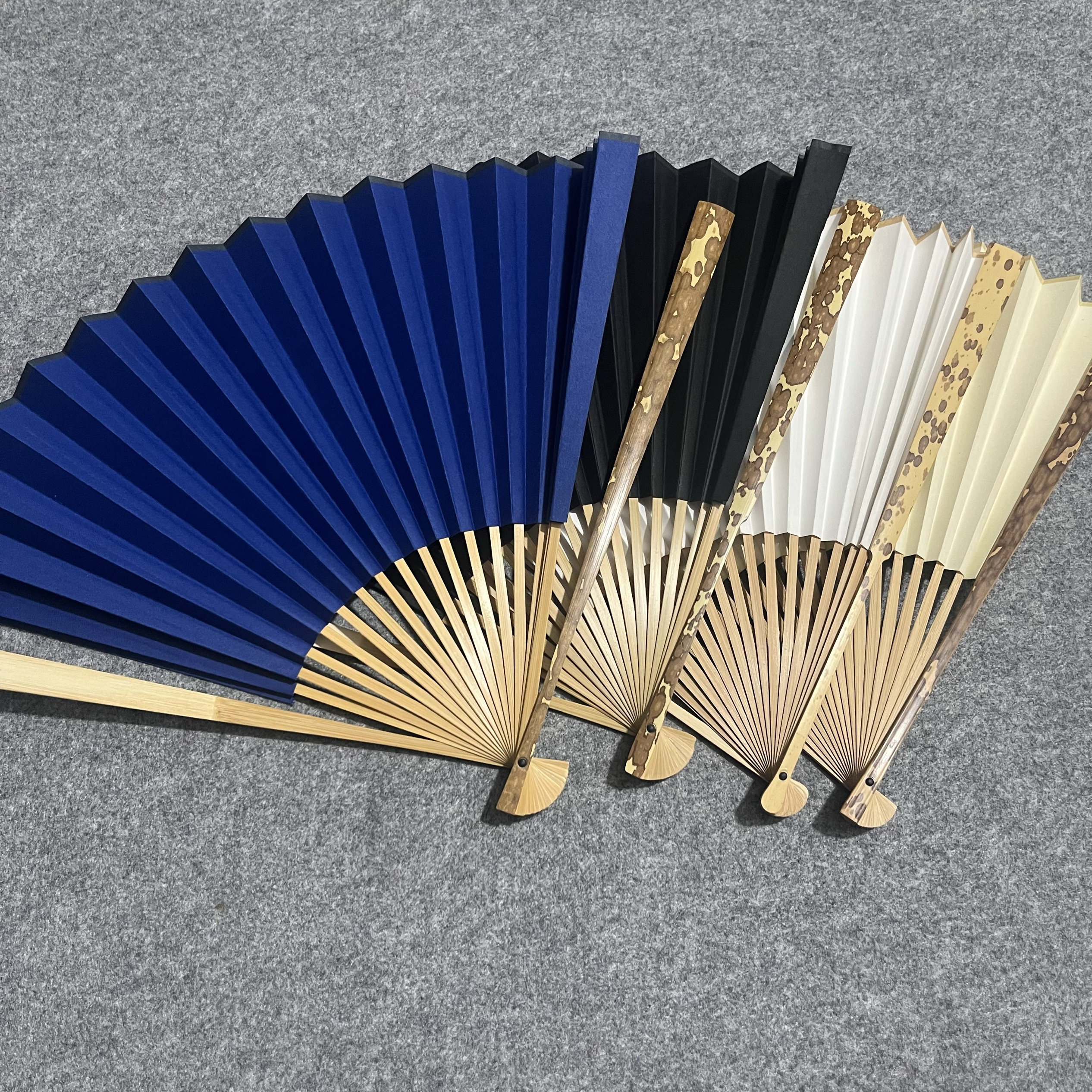 精品梅妃竹折扇子空白宣纸苏工扇面斑竹古风文玩书法国画diy手工