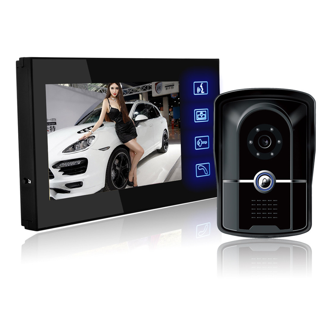 7寸触摸键显示屏可视对讲门铃家用别墅有线楼宇门禁呼叫系统开锁