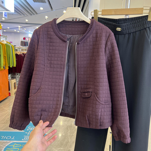 四季青妈妈装菱格短外套女秋新款显年轻洋气棒球服中老年夹克上衣