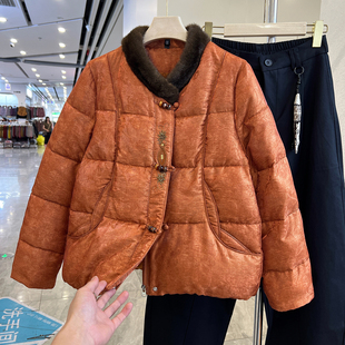 四季青妈妈装新中式毛领棉衣女冬季新款加厚宽松棉袄外套复古上衣