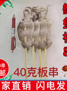 40克鱿鱼串铁板商用半成品烧烤油炸冷冻鱿鱼板串水产300串包邮