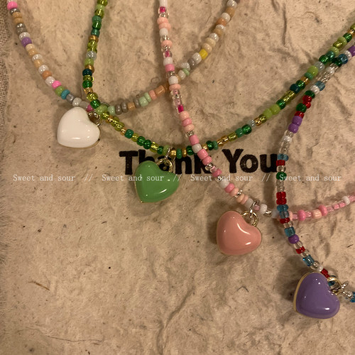 甜酸饰品甜酷彩色串珠项链