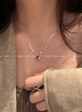 甜酷爱心圆珠项链女ins嘻哈配饰韩版小众设计秋冬锁骨链毛衣链潮