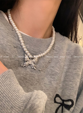 y2k蝴蝶珍珠项链高级感