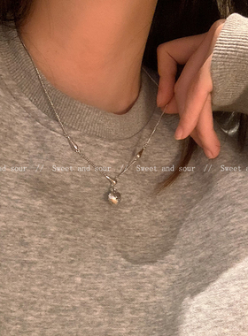 甜酷风爱心项链女小众设计