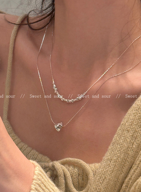 碎银子项链轻奢小众设计高级感2025年新款双层颈链秋冬百搭毛衣链