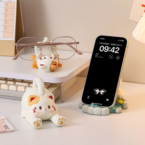 可爱猫咪桌面手机支架实用