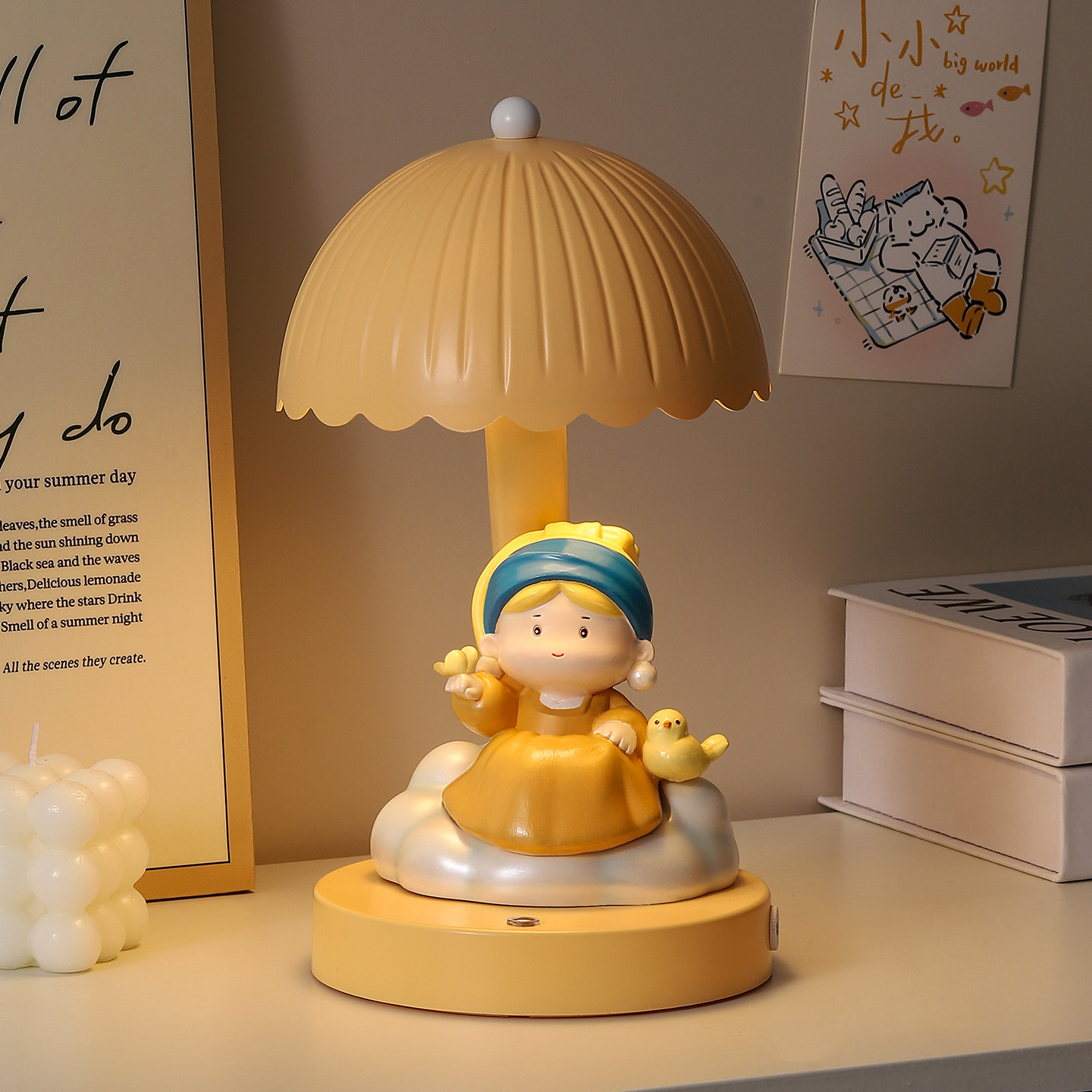 创意珍珠女孩卧室台灯摆件床头柜小夜灯女神生日38三八妇女节礼物