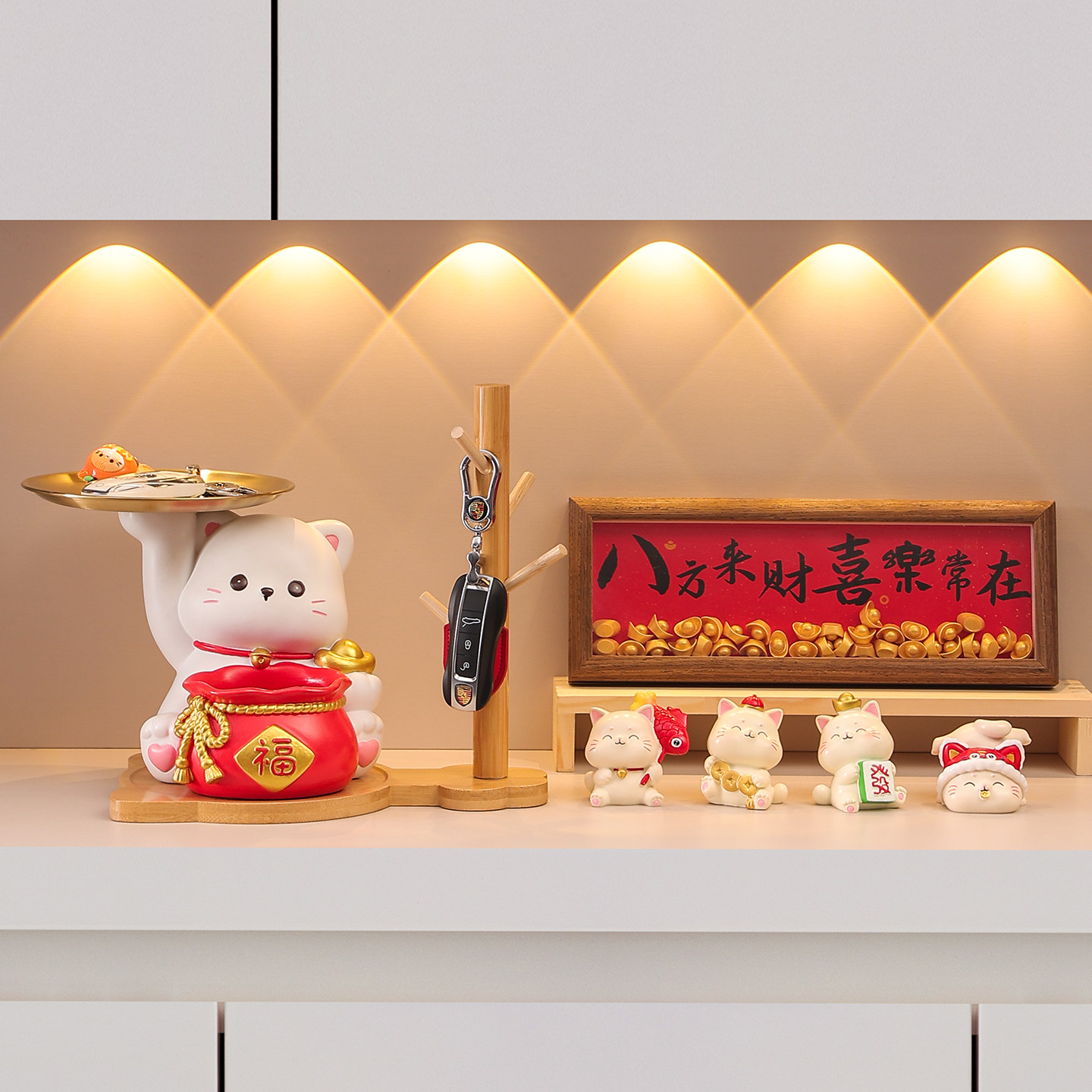 招财猫入户门放钥匙收纳玄关摆件客厅家居鞋柜装饰品乔迁新居礼物,家居饰品,装饰摆件,淘宝优惠券,粉丝福利购,淘宝优惠卷