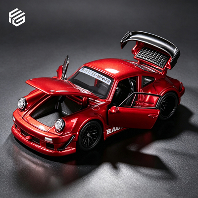 FG 新品 1:64 保时捷RWB Welt 930 透明红 车模摆件合金汽车模型