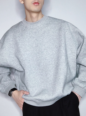 卫衣男圆领套头春秋设计感小众秋冬东大门oversize全棉美式潮ins