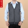 Áo len nam trung niên áo len trung niên vest vest cha áo thun áo len cổ chữ V áo len nam - Dệt kim Vest áo len không tay nam