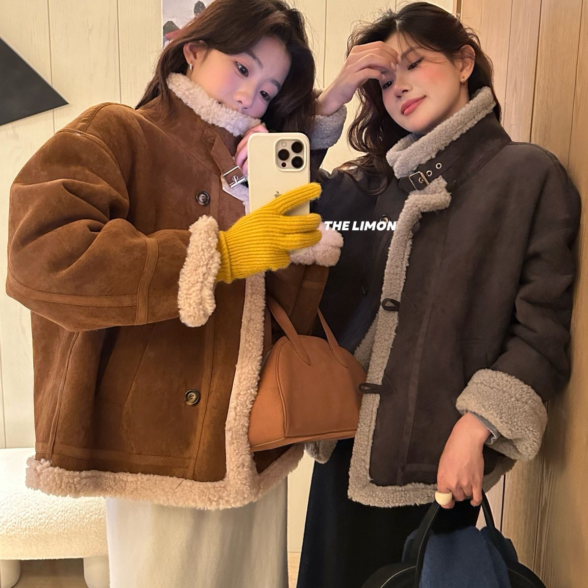 柠檬绿茶-暖冬壁炉｜韩系博主风麂皮绒短外套TM-1220