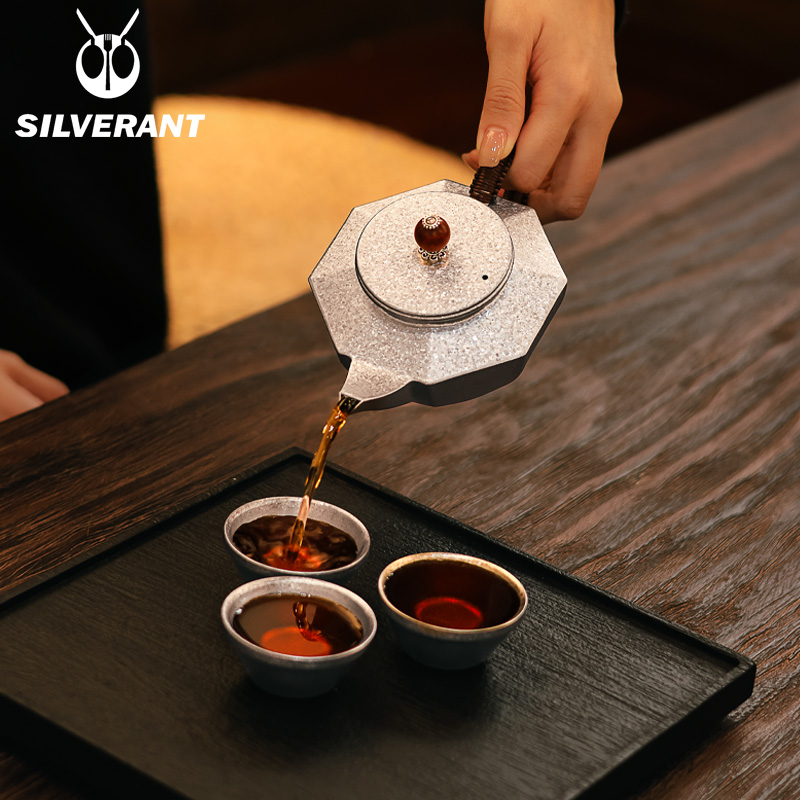 银蚁纯钛茶具便携钛金属茶壶