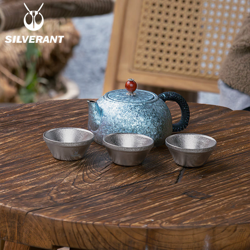 银蚁纯钛茶具便携露营茶壶