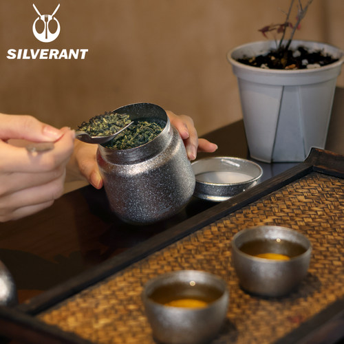 银蚁纯钛茶叶罐便携密封罐