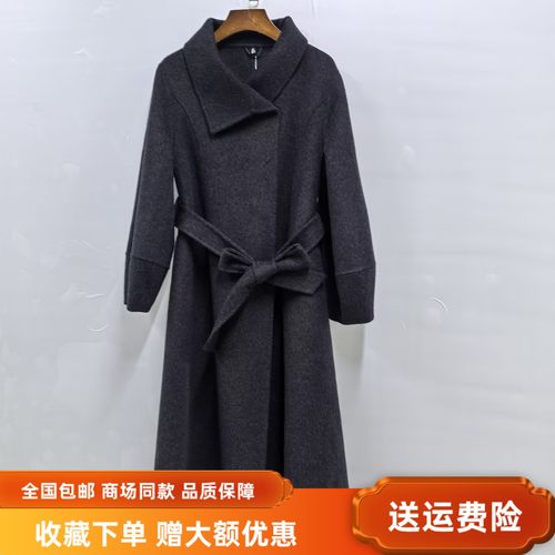 荔CSM5321冬装2025女新款时尚韩版系带双面羊毛大衣长款气质外套