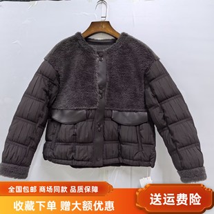 艾薇儿25-0152冬装2025女款时尚白鸭绒保暖颗粒拼接羽绒服短外套