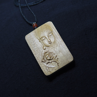 佛牌牌子金丝楠木雕刻观音禅意吊坠吉祥物包挂饰高档生日礼物男女
