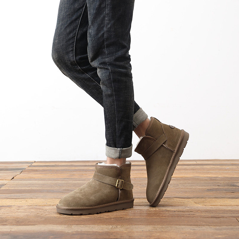 SNOW BOOTS MENS WINTER 2024 NEW WATERPROOF AND NON-SLIP BOOTS BUCKLE SNOW COTTON SHOES THICKENED VELVET BREAD SHOES