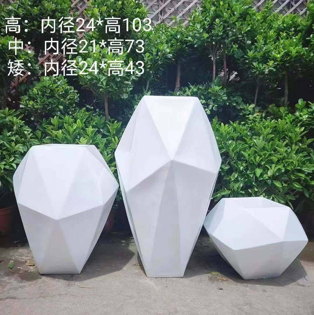 立体菱形落地花瓶商场大堂大花器花瓶花盆欧式简约会所样板房摆件