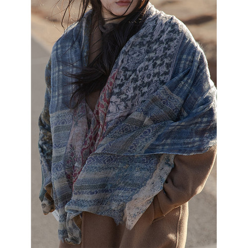 100%纯山羊绒围巾戒指绒披肩